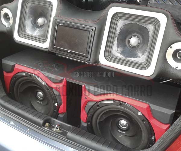 CAJA ACÚSTICA SUBWOOFER DOBLE 4 TYU WXC CAJA 2 SUBWOOFER CON BANDEJA EN FIBRA AVEO